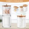 Bathroom Acrylic Storage Box Jar Makeup Organizer Cotton Round Pad Holder Cotton Swab Box Qtip Holder Dispenser with Bamboo Lid