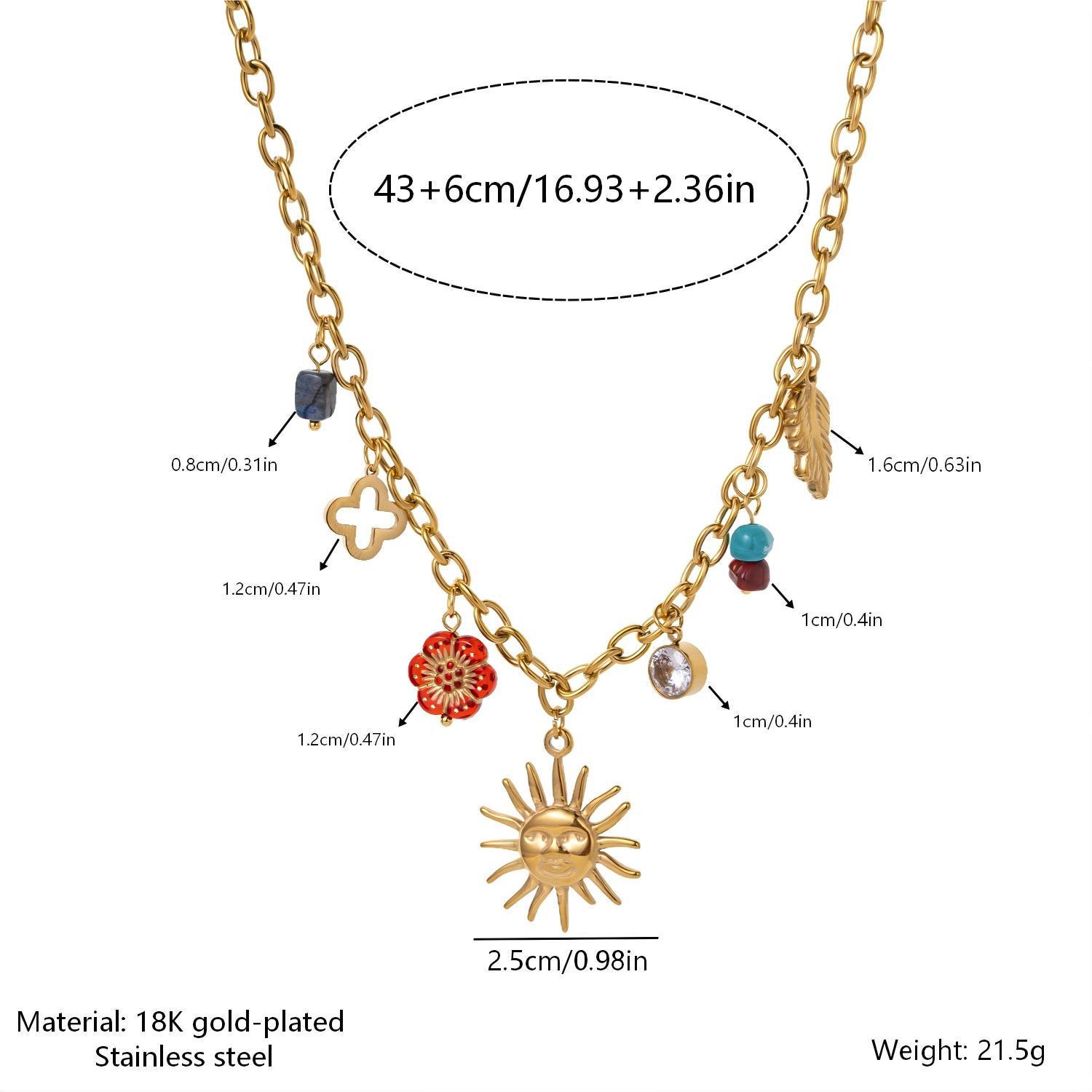 Gold-Plated Sunflower Leaf Pendant Necklace - Women s Fashion Jewelry 18K