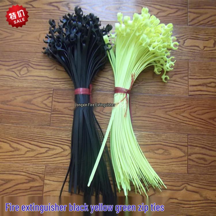 

Fire Extinguisher Accessories: 4kg/8kg Water/Dry Powder Plastic Zip Ties - Black, Yellow, Fluorescent Green - 100-Pack 4Kg Black