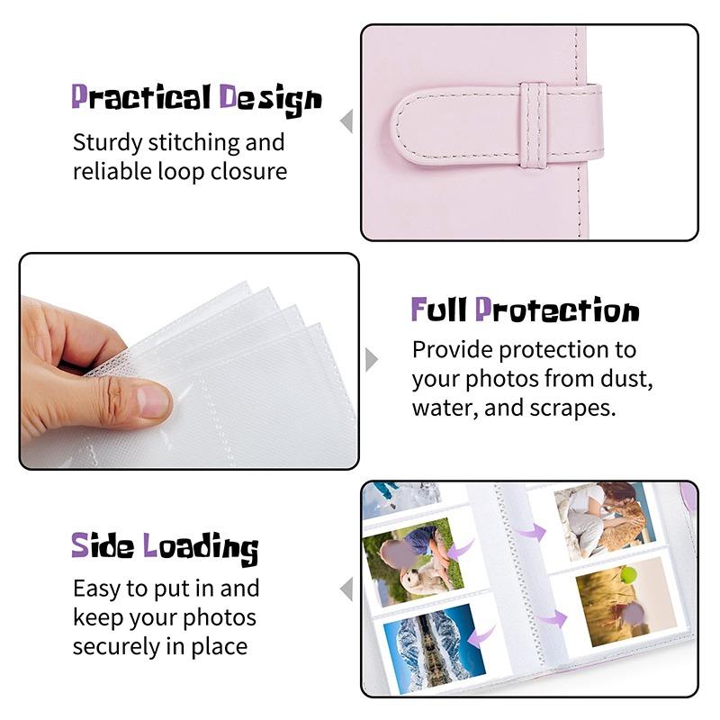 108 Pockets Mini Film Photo Album PU Leather Cover Photo Paper Mini Album Picture Case Stamp Collection Book For 2*3 Inch