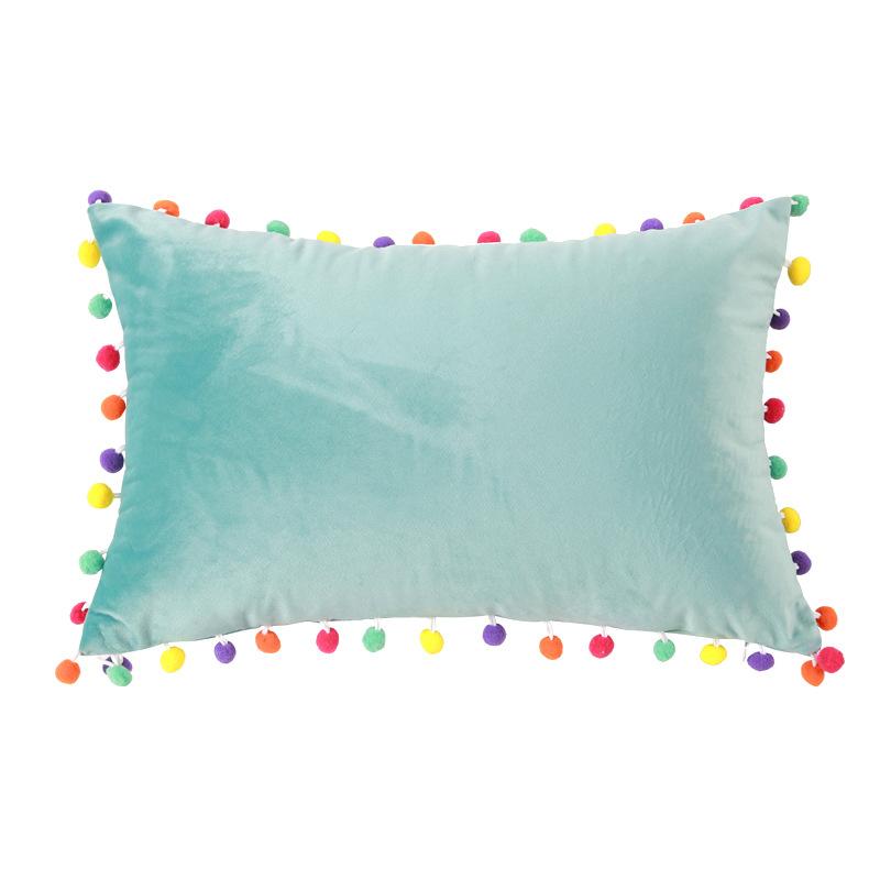 Soft Velvet Cushion Cover Decor Ball Tassel Throw Pillow Case Solid Color Luxury Home Decor Living Room Sofa Seat Pillowcase