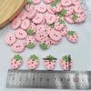 50pcs Strawberry-Shaped Wooden Buttons in Red and Pink for Scrapbooking, Sewing, DIY Crafts