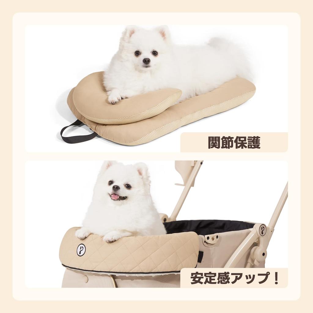 PETTENA Pet Cart Cushion Cool Fabric for Joint Ergonomic Dog Body Fluffy Chin Rest Fits Small to Medium Dogs Set, 3-Piece Set, Double-Sided Fabric,