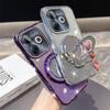 KEYSION Luxury Glitter Jewelled Magnetic Phone Case for TECNO Spark Go 2023 20 20C Pop 8 Makeup Mirror Stand Shockproof Cover