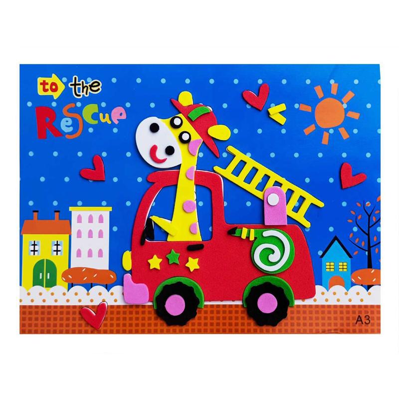 12 stk DIY Creative Cartoon Animal 3D EVA Thickened Sticker Puzzle Håndlaget tidlig læring pedagogiske leker for barn Barnegave