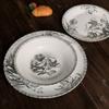 French Vintage Dining Plate Black Tulip Plate Household Ritual Set Western Food Dessert Cake Plate Afternoon Tea Cake Plate