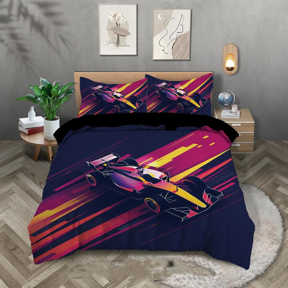 

3D HD Racing Car Bedding Set Luxury Sports Car Pattern Duvet Cover Room Decorations for Young Children and Adults Single Double 135x200cm-2pcs