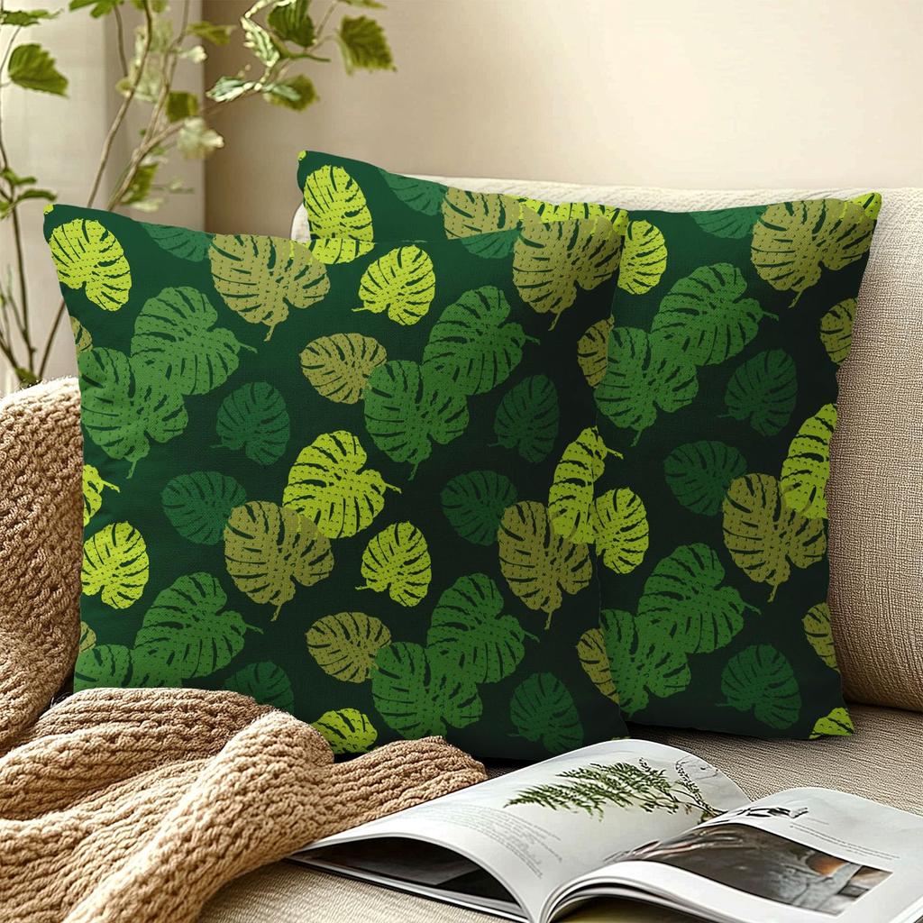 PAKAZA Cushion Covers, Tropical Monstera with Vibrant Leaf Floral Design, Botanical, Forest, Naturalist, Gardener, 45x45cm, Set of 2, Elegant,