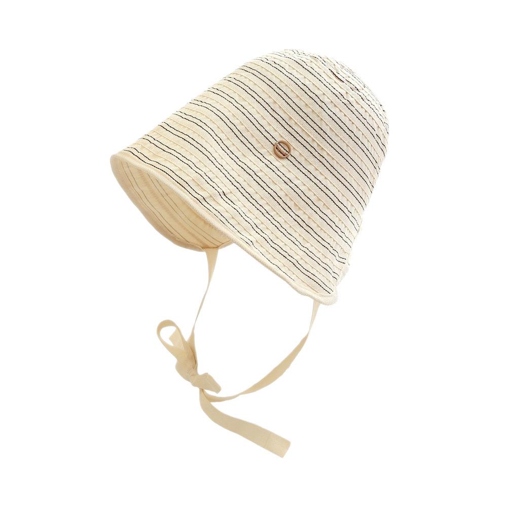 Spring and summer striped bucket hat women's foldable new long sunscreen hat fashion basin hat big head circumference sun hat