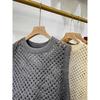 Retro Women's Round Neck Hollowed Out Knitted Vest Spring and Autumn New Loose Knitted Vest