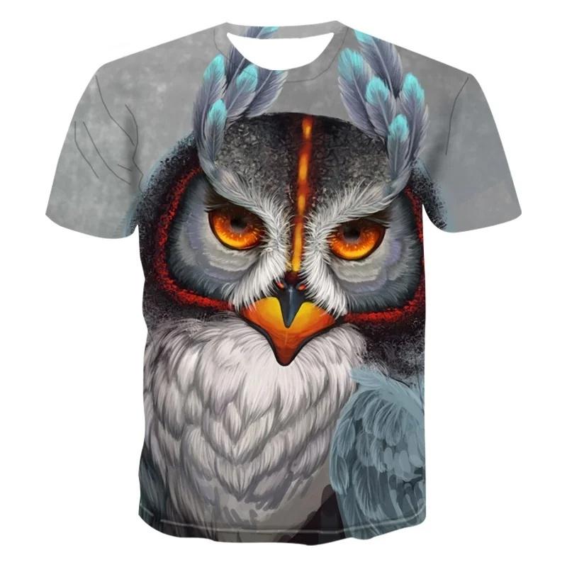 3D Printed Cool Wolf Owl T Shirt For Men Funny Animal Pattern Short-Sleeved