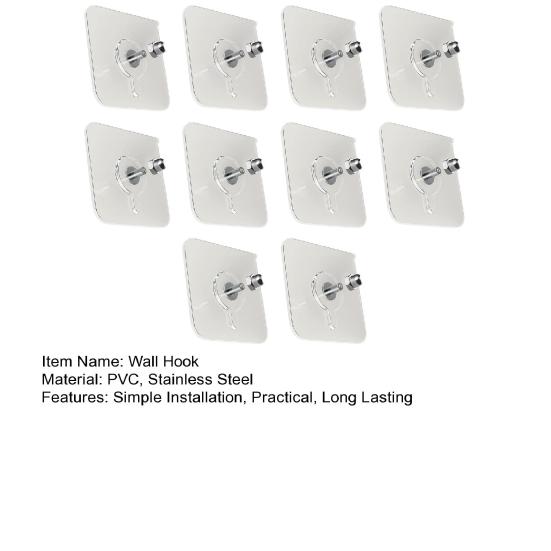 10Pcs Drill Free Adhesive Hooks Strong Load-bearing Waterproof Easy To Install Picture