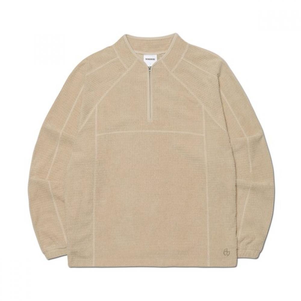 

Nomanual Heavy Waffle Half Zip Up Sand Gray L