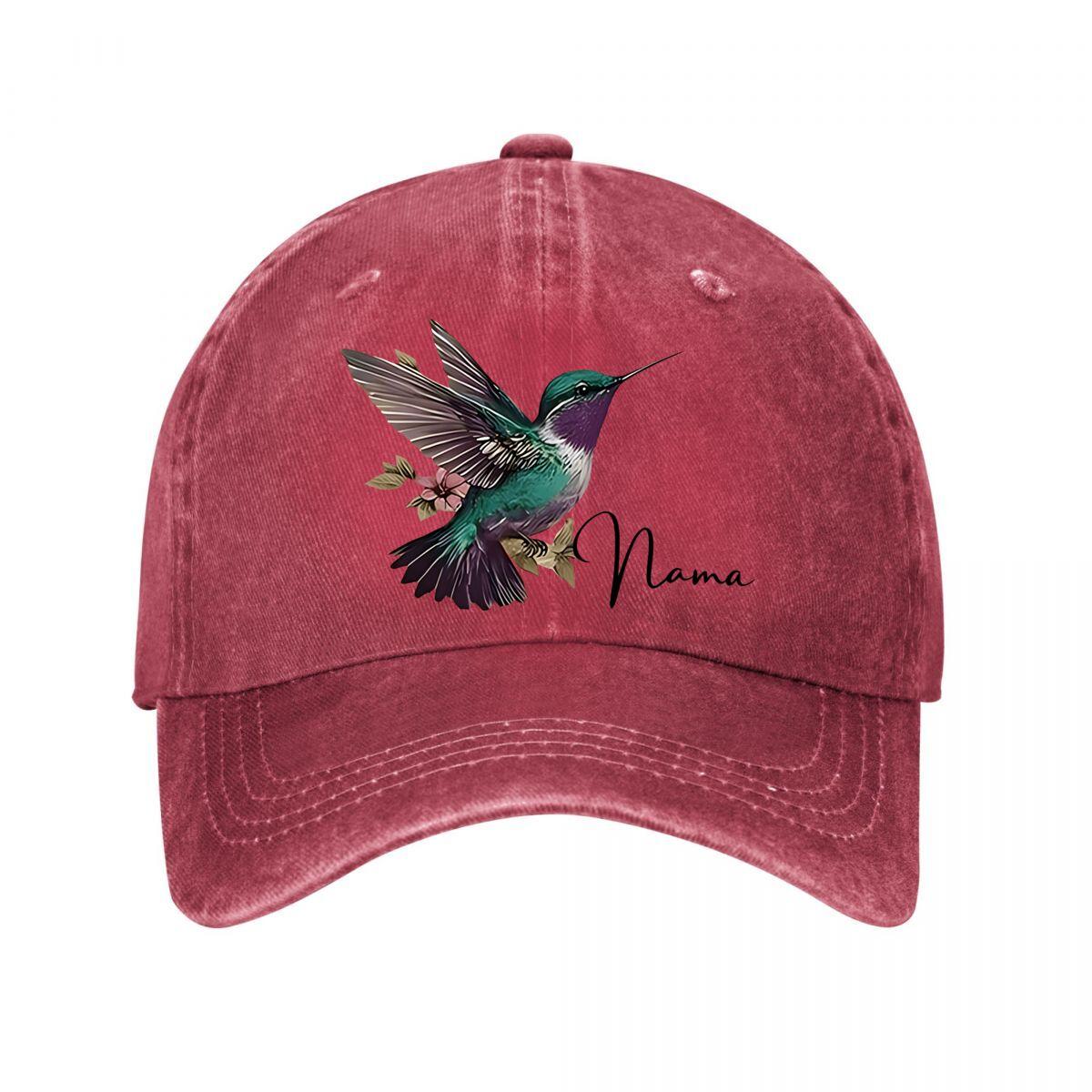 Hummingbird Mom Floral Cotton Baseball Cap Washed Baseball Cap Adjustable