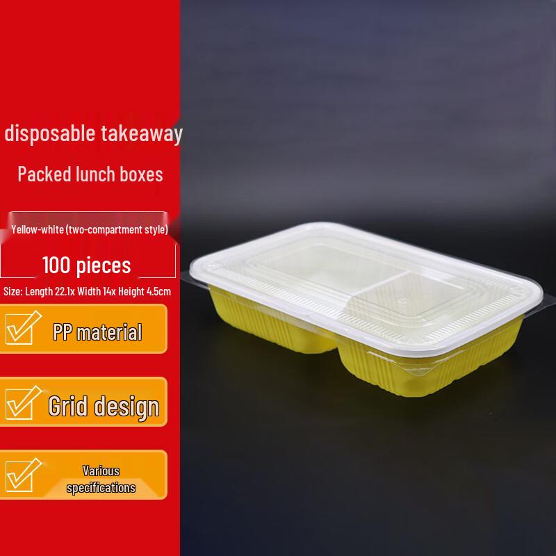 Homeglen Einweg-Rechteckige Lunchboxen mit Fächern und Deckeln