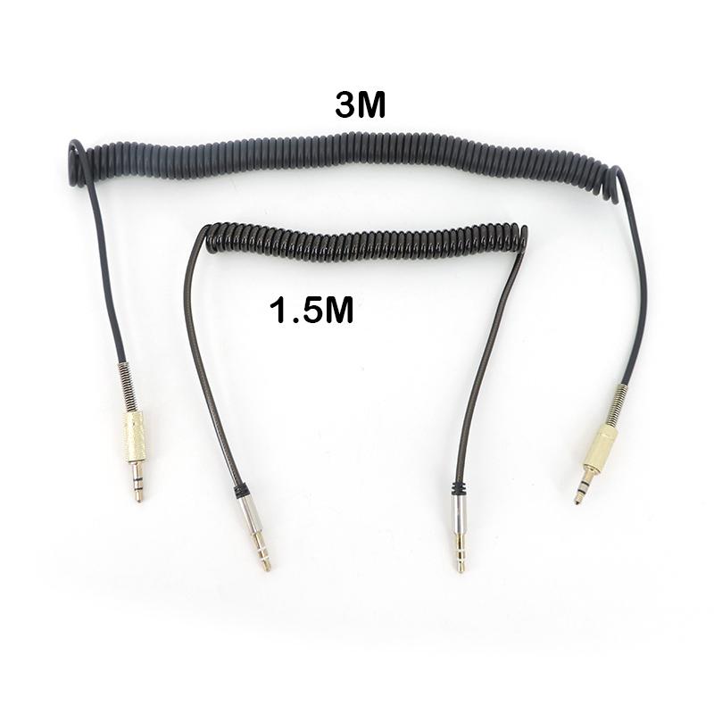 1.5m/3M 3.5mm Male To Male Jack Audio Spring Connector Cable Stereo Audio Aux For Car Headphone Speaker Extension Wire Cord