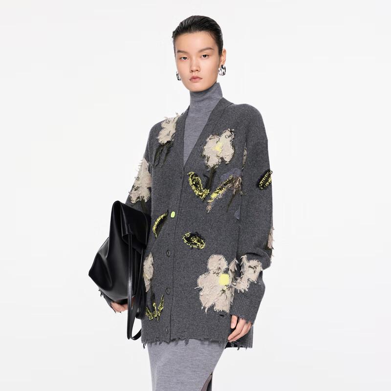 JNBY 2024 Autumn V-Neck Wool Blend Knit Sweater