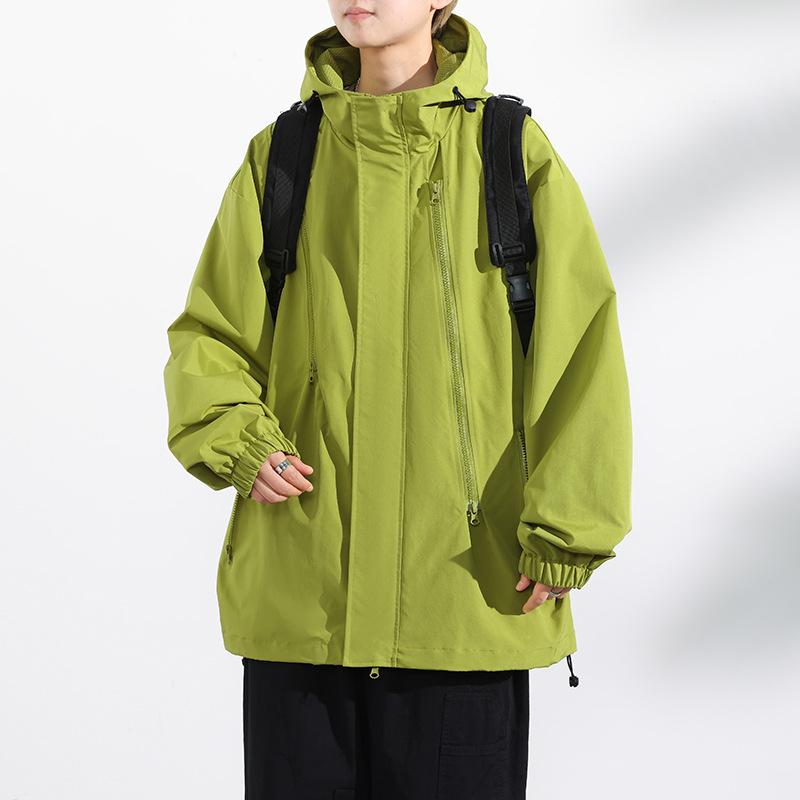 Teenagers Spring and Autumn Thin Jacket Men Casual Couple Loose Hooded Windbreaker Jacket Men Windbreaker Mountaineering Suit