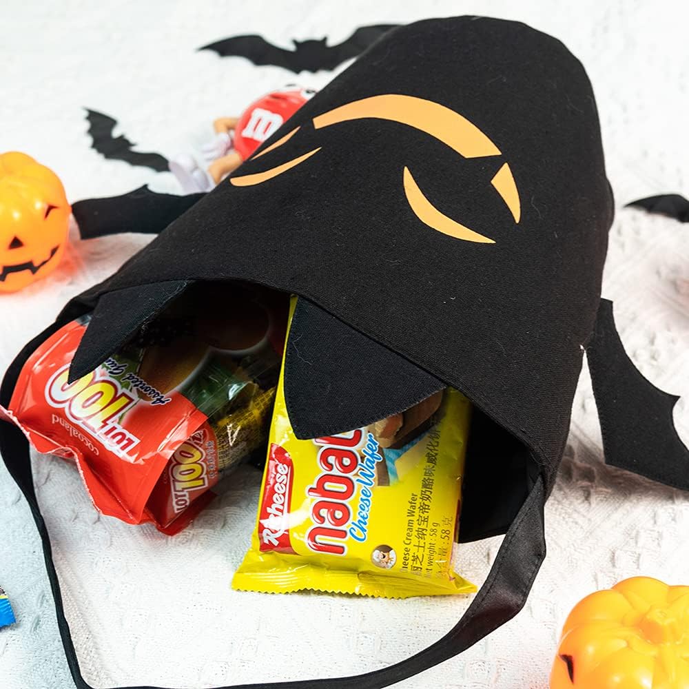 Halloween Trick or Treat Bags Bat Candy Bucket Reble Canvas Bag Best Halloween Party Gifts for Kids Halloween Bucket Large