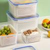 Food Storage Container with Drain Basket BPA Free Large Capacity Leak Resistant Fridge Vegetable Organizer Box