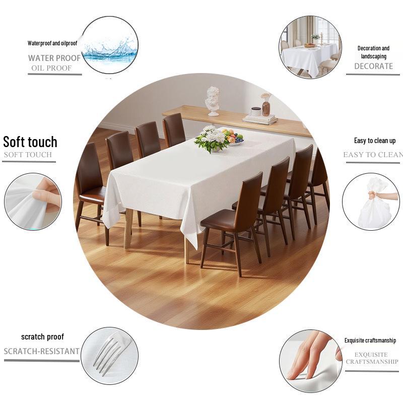 Disposable Waterproof Rectangular Solid Color Tablecloth for Parties