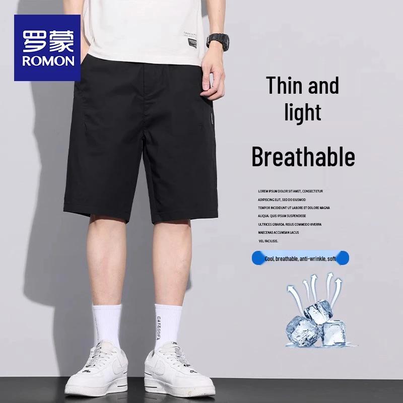ROMON Men s Summer Ice Silk Quick-Dry Stretch Casual Shorts 33