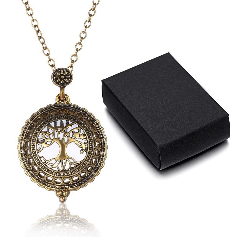 Vintage Magnifying Tree Pendant Necklace With Alloy Material For Stylish Women And Men