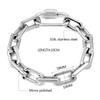New Chunky Chain Stainless Steel Bracelets for Women Men Big Lock Charm Thick Rectangular Link Bracelet Bangles Hand Jewelry