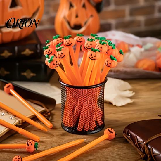 Długopisy na prezent świąteczny 10 szt. Długopisy żelowe na Halloween, Uroczy topper z twarzą dyni, Cienkopis 0,5 mm, czarny, do biura, szkoły, artykułów papierniczych, dla dzieci