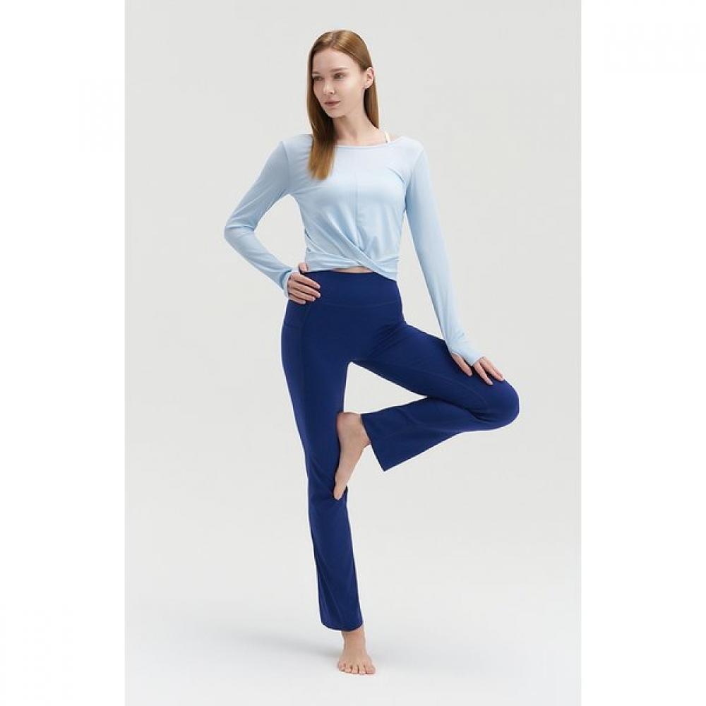 Huit Women S croSS Front twiSt Long Sleeve Tee Htwtl6i06t LBU (LIGHT BLUE)/XS