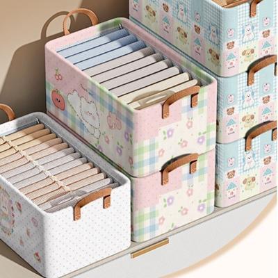 Cute Cartoon Printed Clothes Storage Box Portable Foldable Closet Organizer Bag Multi-function Wardrobe Organizer Household