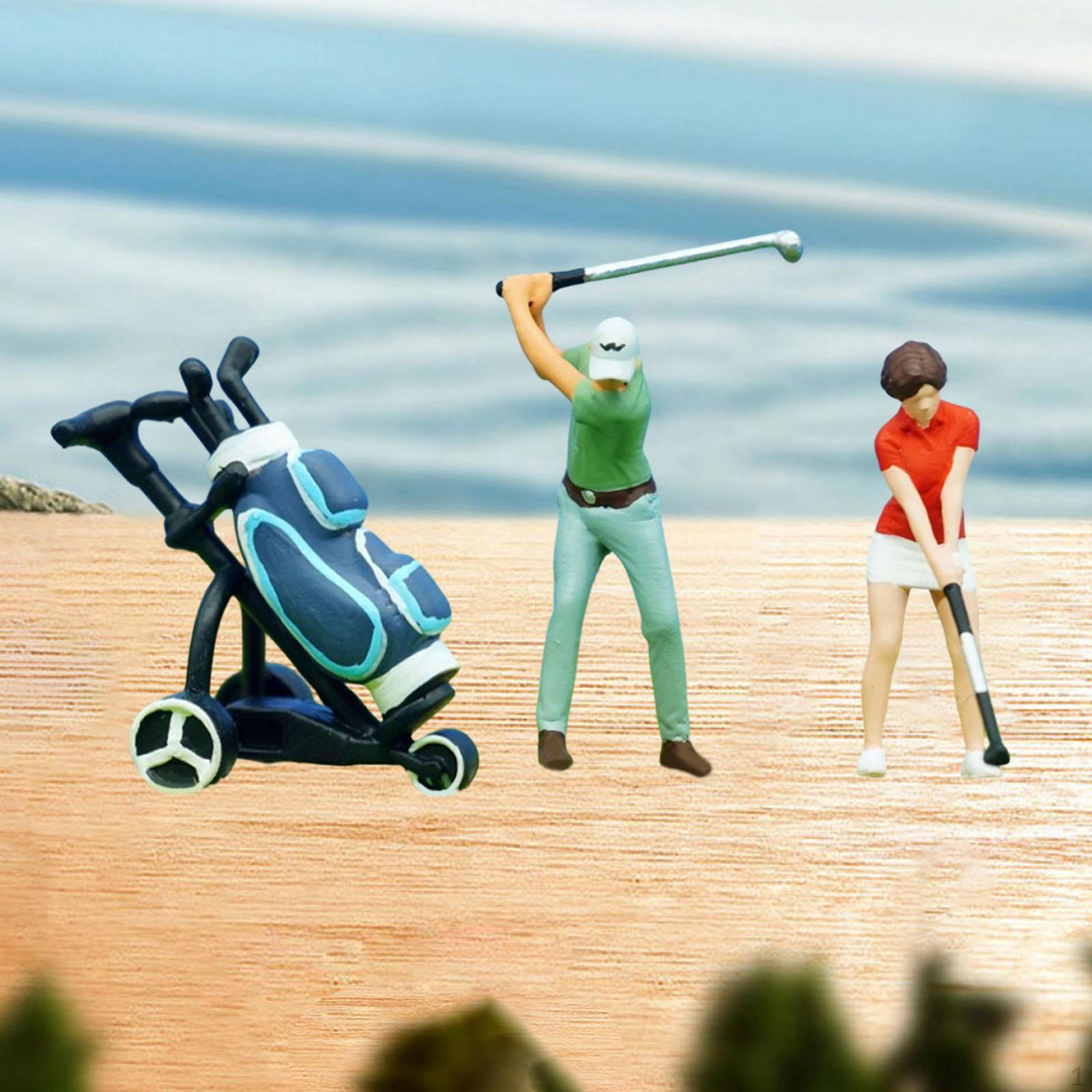 1/64 People Figures Golf Figurines Micro Landscape Trains Architectural Desktop Ornament Layout