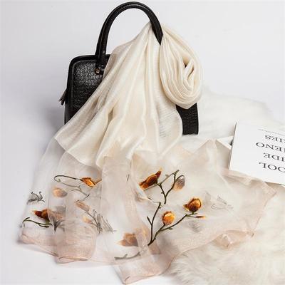 Hangzhou Silk Wool Embroidery Scarf Women'S Silk Wool Embroidery Mulberry Silk Silk Scarf Sun Protection Shawl Women