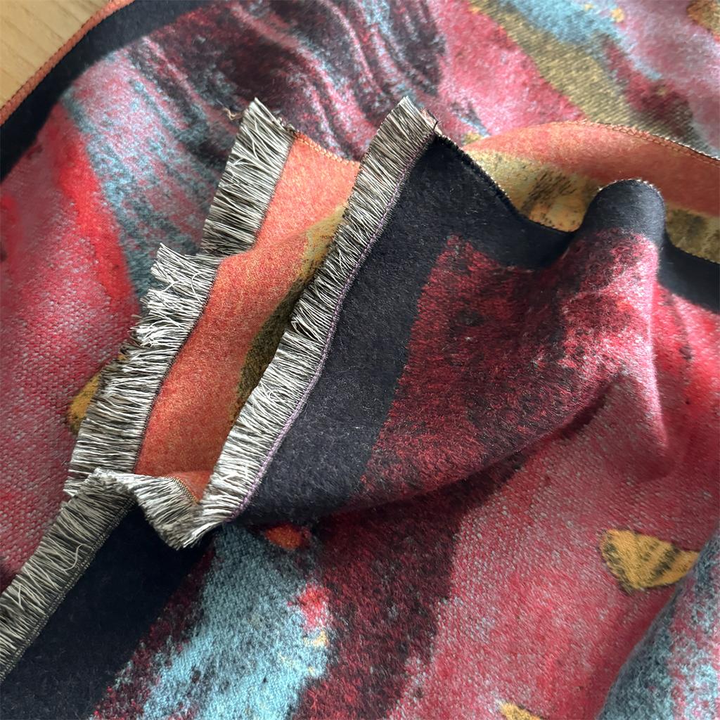 Winter Thickened Warm Scarf For Women Tassel Pashmina Shawl Butterfly Print Imitation Cashmere Warps Autumn Coldproof Blanket