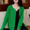0 Wollstrickjacke Damen Rundhalsausschnitt nahtlos gestrickte Jacke lockerer Rückstrickpullover mit dünnen Herbst-Neuheiten