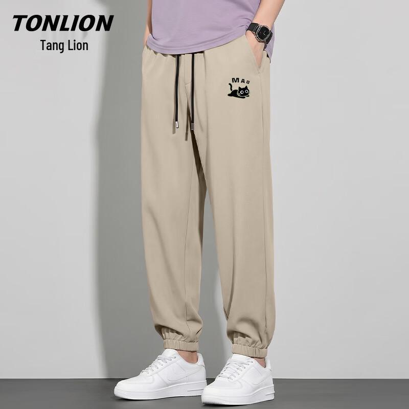 Мужские брюки-джоггеры TonLion с мультяшным принтом из ледяного шелка M