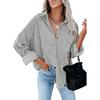 Damer Casual Manchestervårdblus Randig Damer Skjortjacka Vintage Knapp Ficka Lös Mode Blusar Toppar Plus Size