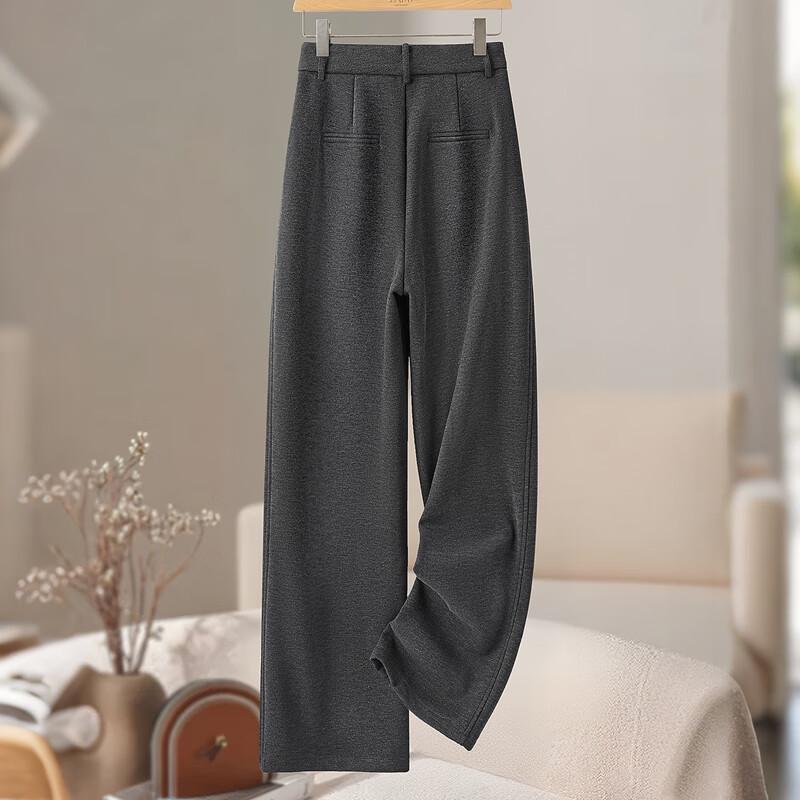 Siboer Women's Fall 2025 Wool Blend Acetate Wide-Leg Commuter Pants