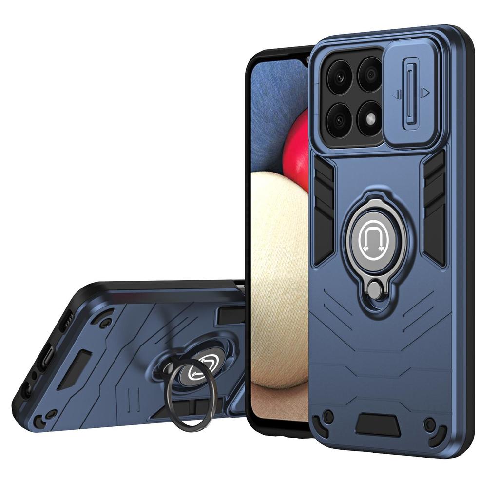 Armor Case for Huawei Honor X7B X8B with 360° Magnetic Metal Ring Holder,Sliding Camera Cover & Anti-Scratch Back