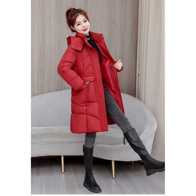 Winter Fashion Women Down Cotton Coat Slim Fit Thickened Long Padded Jacket Warm Outwear