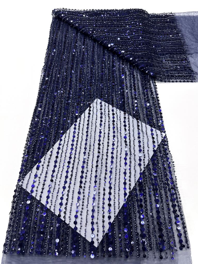 Luxury 2025 High Quality Pink African French Beaded Lace Fabric Sewing Sequins Embroidery Nigerian Lace Fabric For Women Wedding