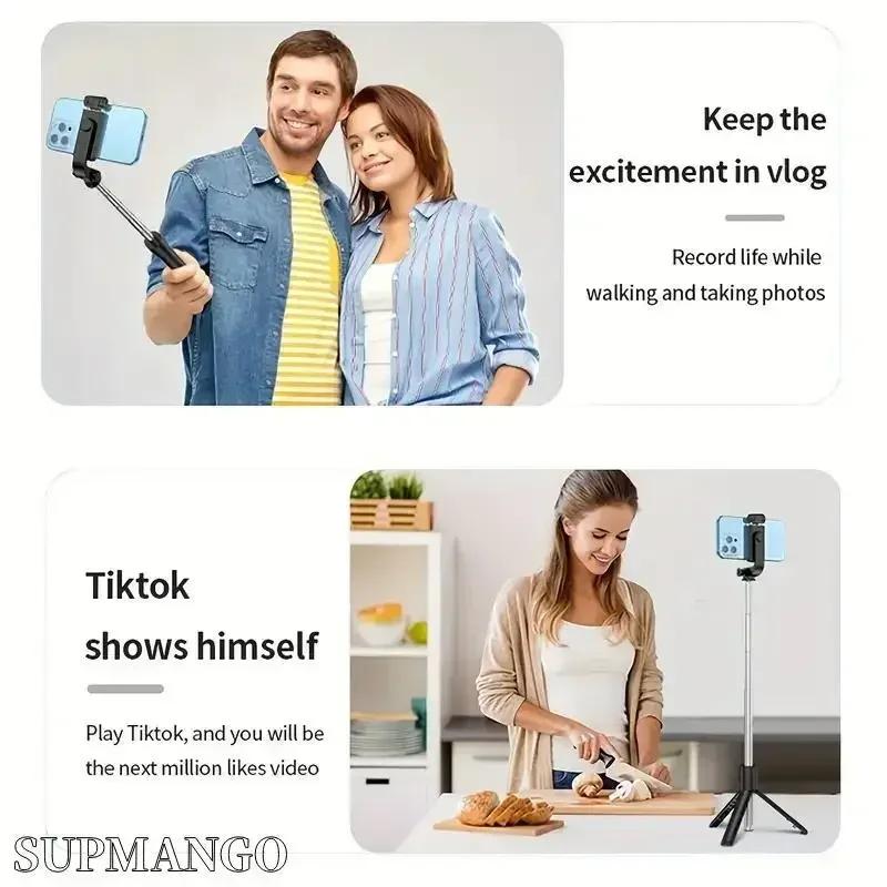 Extendable Bluetooth Selfie Stick Tripod - Wireless Remote, Portable Smartphone Stand for iOS & Android Phones