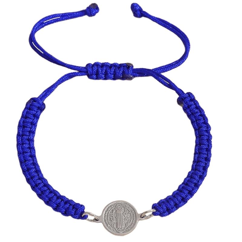 

Vintage Benedict Crossed Adjustable Bracelet Handwoven Wristchain Baptism Faith Gift Jewelry Accessories королевский синий