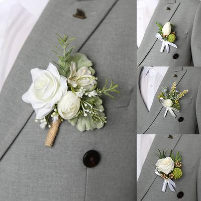Simulated Flower Corsage Camellia Daisy White Tulip Rose Silk Flower