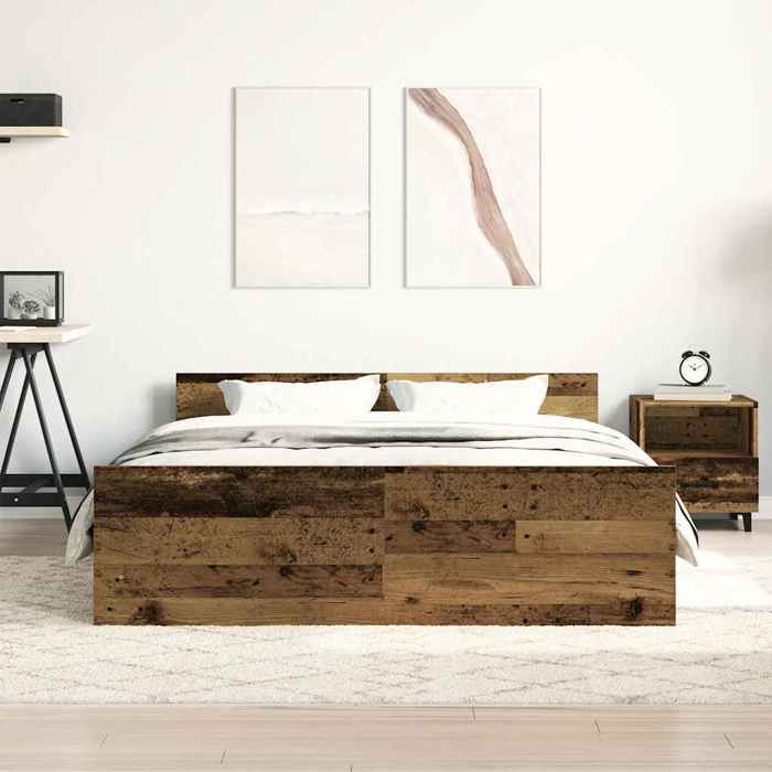 VidaXL Cadre de lit sans matelas vieux bois 140x200 cm bois ingénierie, meuble de chambre, sommier,, lit, lit double 3328740