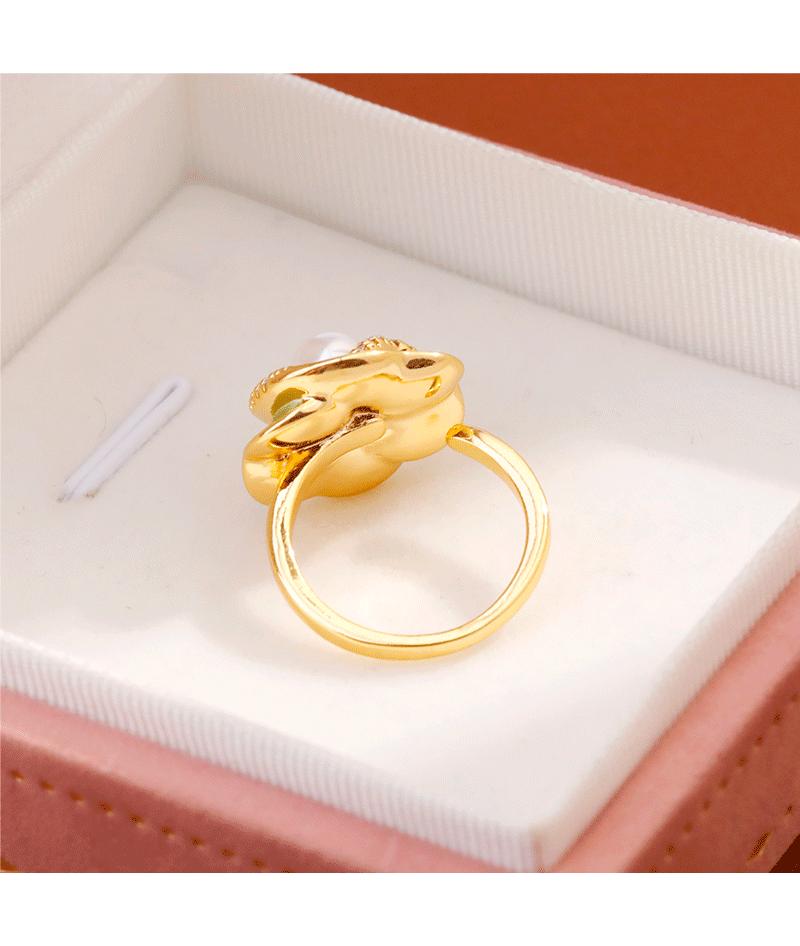 2025 Neuer Emaille Tropföl Kamelie Perlenring, Damen Modering, Leichter Luxus Temperament High-End Ring, Verstellbarer Ring