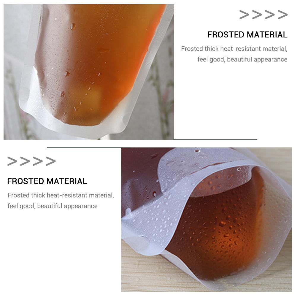 100 Stück Klare Getränkebeutel Gefrostet mit Reißverschluss Stehbeutel Plastik Trinkbeutel mit Strohhalmen