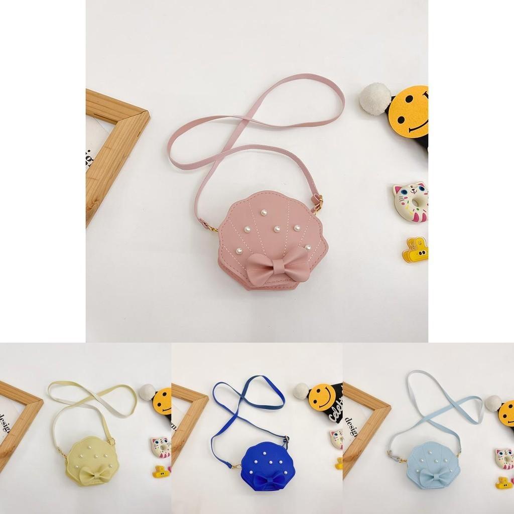Adorable Korean Style Childrens Mini Shell Crossbody Bag With Cute Bow And Pearls