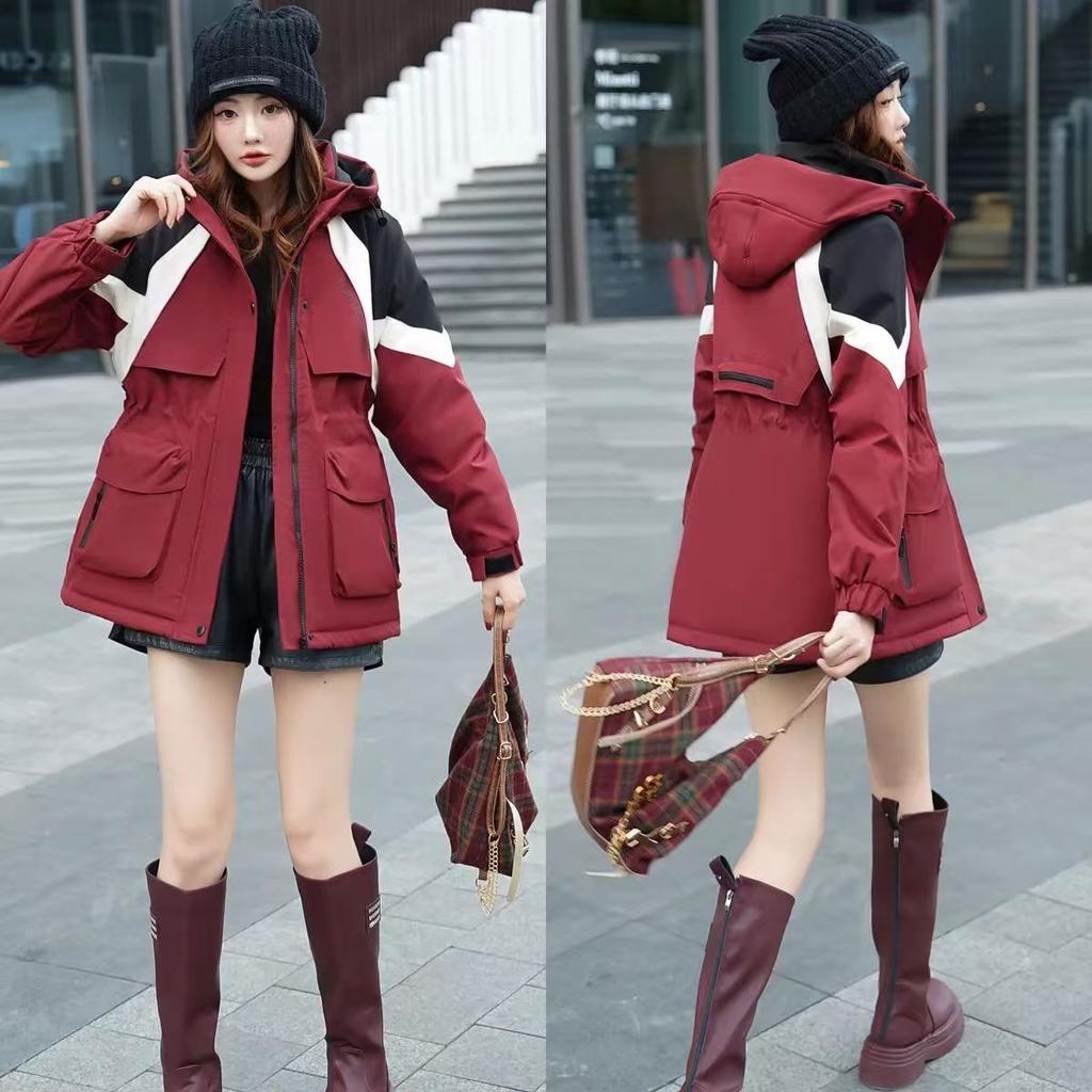Latest Tooling Charge Cotton-padded Jacket Hooded Thickened Autumn and Winter Womens Comfortable Fit Down Cotton-padded Jacket Womens Models