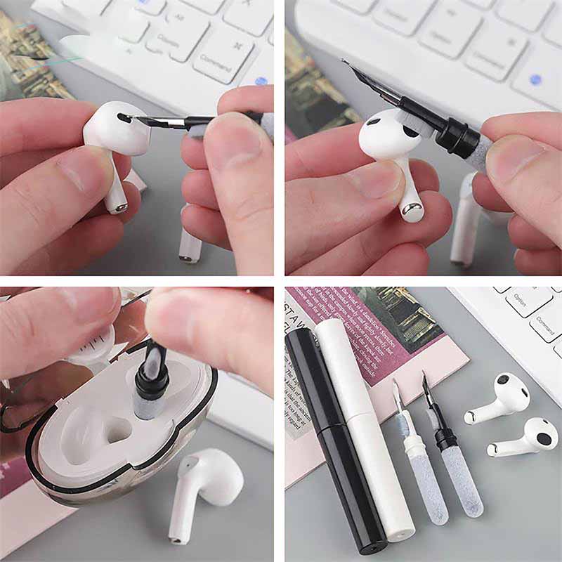 Bluetooth Earbuds Cleaning Pen Multi-Function Dust Removal Tool Earphone Cleaning Brush for AirPods/Headphones Portable Hygienic Accessory Kit